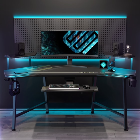 Γραφείο Gaming Eureka Ergonomic από Ατσάλι 180x76cm - Μαύρο image 5