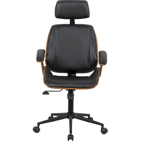 Καρέκλα Διευθυντική 24Mall Mile από Τεχνητό Δέρμα & Ξύλο Plywood - Μαύρη/ Καφέ image 4