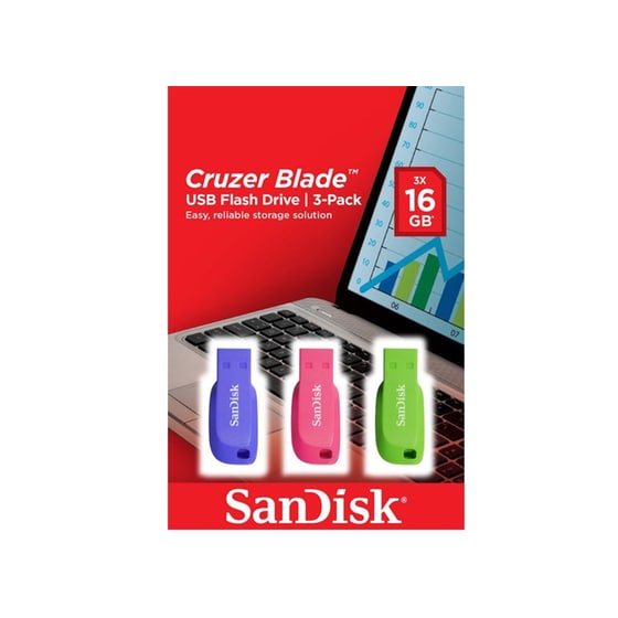 Sandisk Cruzer Blade 16GB USB 2.0 Stick Πολύχρωμο (3 Τεμάχια) image 1