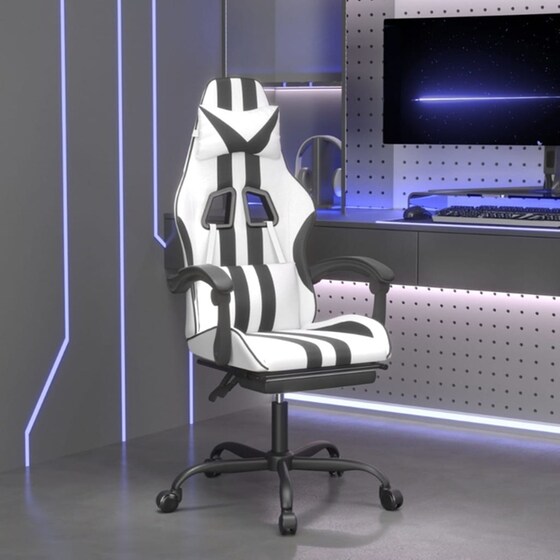 Καρέκλα Gaming VIDAXL 3143840 με Υποπόδιο από Τεχνητό Δέρμα - Μαύρο image 11