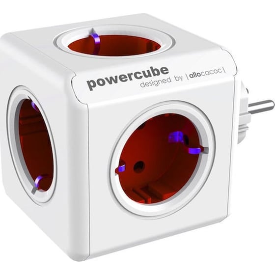 Πολύπριζο Powercube Allocacoc 5 Θέσεων - Κόκκινο image 0