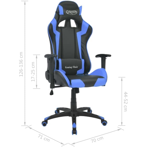 Gaming Καρέκλα VidaXL Racing από Τεχνητό Δέρμα - Μαύρη/Μπλε image 5
