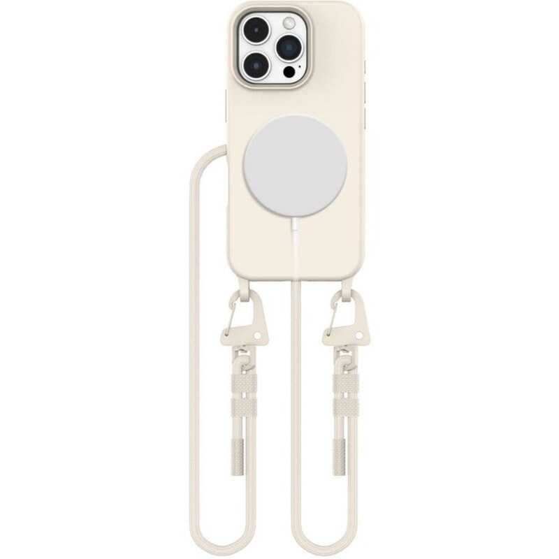 Θήκη Apple iPhone 16 Pro Max - Tech-Protect Magnecklace Σιλικόνης με MagSafe Και Αποσπώμενο Λουράκι Λαιμού - Cosmic Latte (5906302311972)