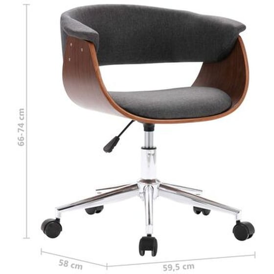 Καρέκλα Τραπεζαρίας Vidaxl Περιστρεφόμενη Λυγισμένο Ξύλο/Ύφασμα - Γκρι image 6