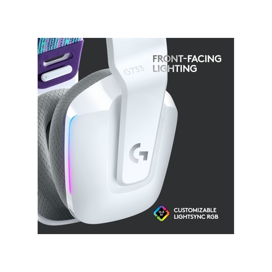 Logitech G G733 Gaming Ασύρματα Ακουστικά USB-C/2.4 GHz με RGB Φωτισμό - Λευκά image 3