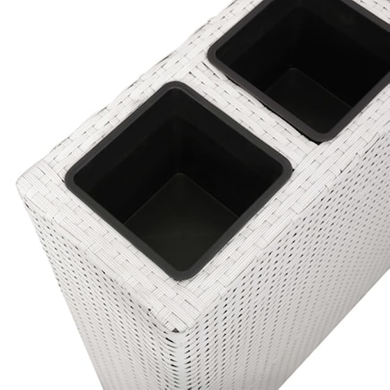 Vidaxl Ζαρντινιέρα Με 4 Δοχεία Φύτευσης Λευκή Από Συνθετικό Ρατάν image 5