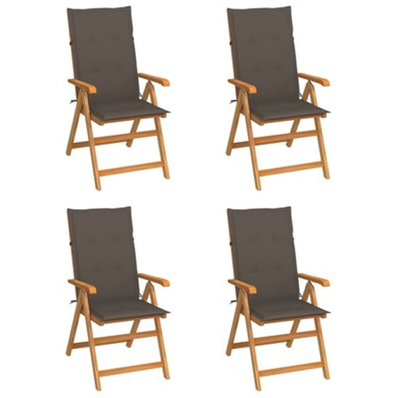 Vidaxl Καρέκλες Κήπου 4 Τεμ. Από Μασίφ Ξύλο Teak Με Taupe Μαξιλάρια image 1