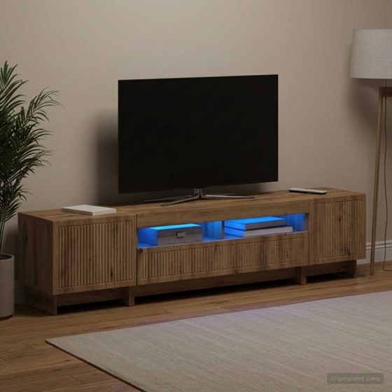 Έπιπλο Τηλεόρασης VidaXL με LED 5 τμχ 198 x 35 x 43 cm - Artisan Δρυς image 1