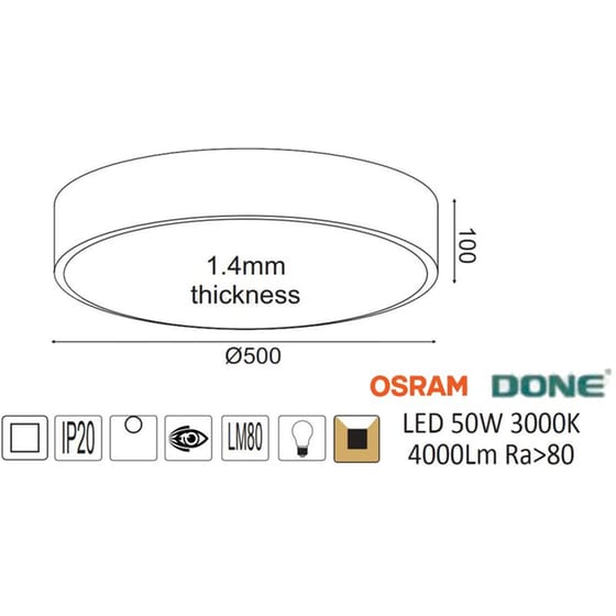 Φωτιστικό Πλαφονιέρα Led Aca Optimus V29ledc50wh Μέταλλο/Ακρυλικό - Λευκό image 1