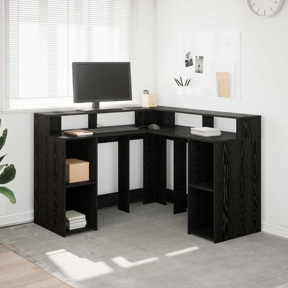 Γραφείο VidaXL από Επεξεργασμένο Ξύλο 130x130x91 cm - Μαύρη Οξιά image 1