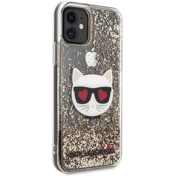 Θήκη Karl Lagerfeld iPhone 11 - Karl Lagerfeld Liquid Glitter Case Choupette's Heads - Black/Glitter Gold image 4