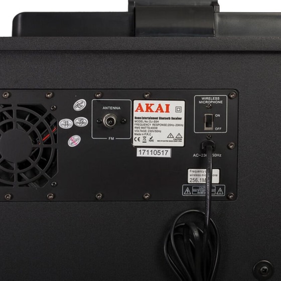 Party Speaker Akai DJ-S5H 400W Karaoke Με Μίκτη και Ασύρματo Μικρόφωνo - Μαύρο image 12