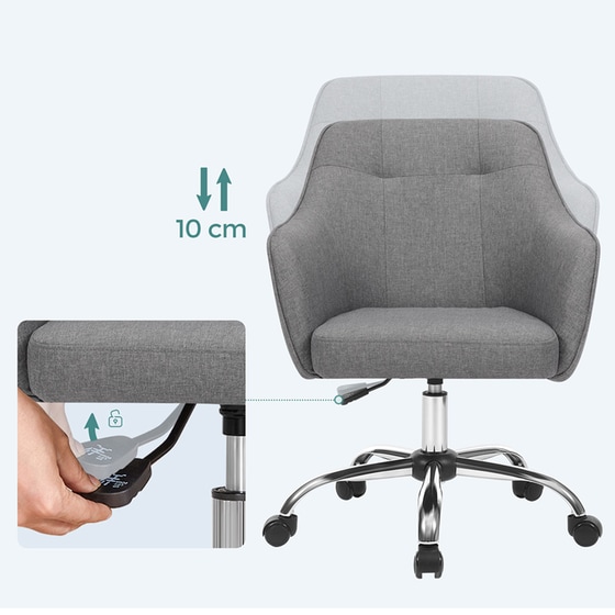 Καρέκλα Γραφείου Songmics Μεταλλική 64x64x93 cm - Γκρι image 4