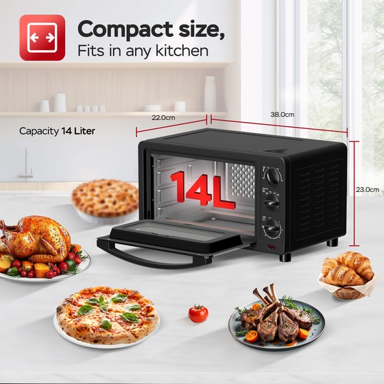 TURBOTRONIC TT-EV14 14 Lt Μαύρο Ηλεκτρικό Φουρνάκι image 11