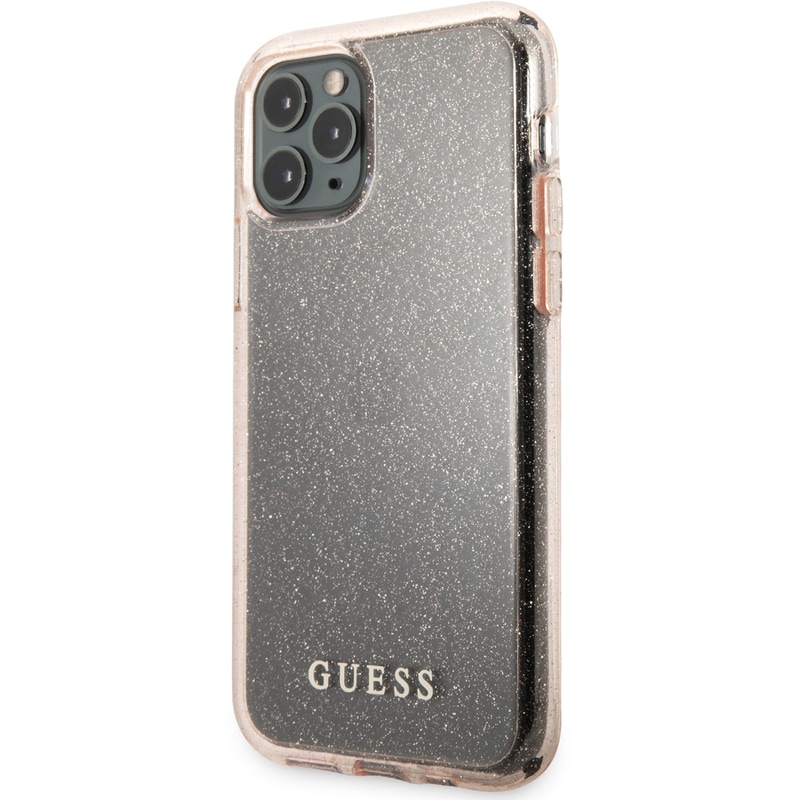 Guess Quot;glitter Collection Quot; Θήκη Προστασίας Από Σιλικόνη – Iphone 11 Pro (clear/glitter Pink)