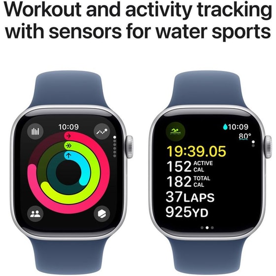 Apple Watch Series 10 GPS 42mm Silver Aluminium Case with Denim Sport Band - M/L image 3