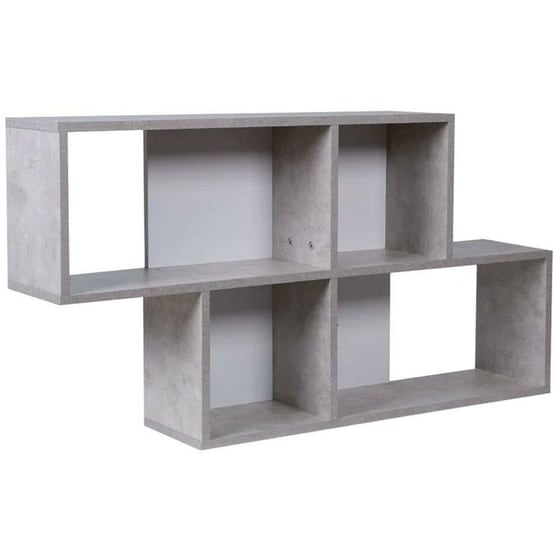 Ραφιέρα Τοίχου Bakaji από MDF 100x19.5x53 cm - Γκρι/Λευκό image 0