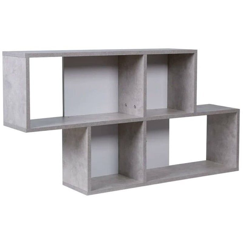 BAKAJI Ραφιέρα Τοίχου Bakaji από MDF 100x19.5x53 cm - Γκρι/Λευκό