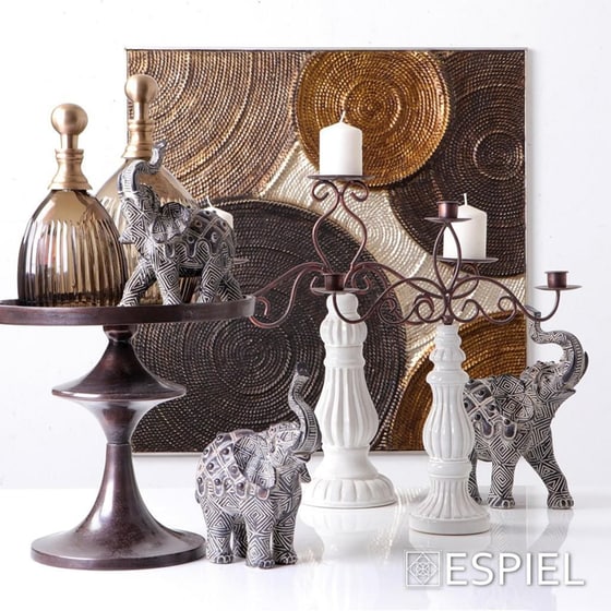 Διακοσμητική Φιγούρα Espiel Ελέφαντας Polyresin 19x23cm - Μαύρο/Λευκό image 1