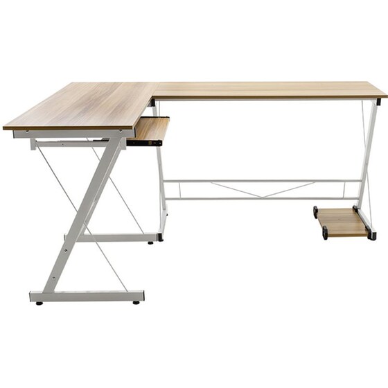 Γραφείο Γωνιακό Pakoworld Levi από MDF 158x120x73 cm - Μπεζ/Λευκό image 3