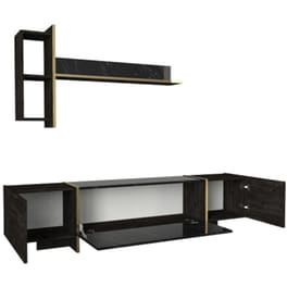Έπιπλο Τηλεόρασης 24Mall Verona από Μοριοσανίδα 180x32.3x45 cm - Μαύρο/Χρυσό