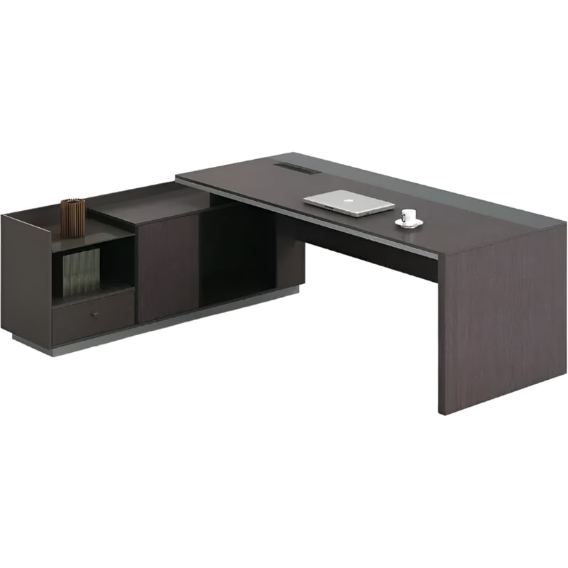 WOODWELL Γραφείο Γωνιακό Woodwell Advance από Μοριοσανίδα 240x160cm - Καρυδί/Ανθρακί