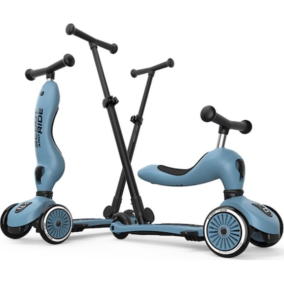 Παιδικό Πατίνι Τρίτροχο Πολυμορφικό 3 σε 1 Scoot & Ride Highwaykick 1 Push and Go με Λαβή Γονέα - Steel image 2