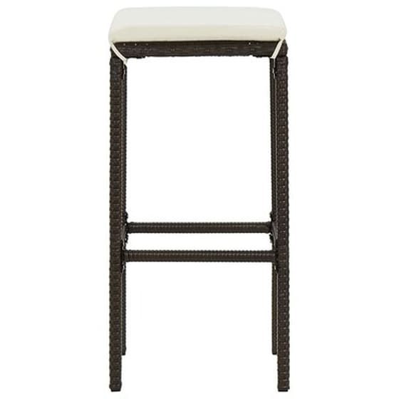 Σκαμπό Κήπου VidaXL με Μαξιλάρια από Ρατάν 4 Τμχ - Καφέ/Κρεμ image 5