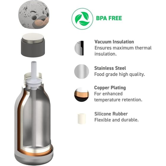 Μπουκάλι Θερμός Asobu Bestie Seal White 460ml image 6