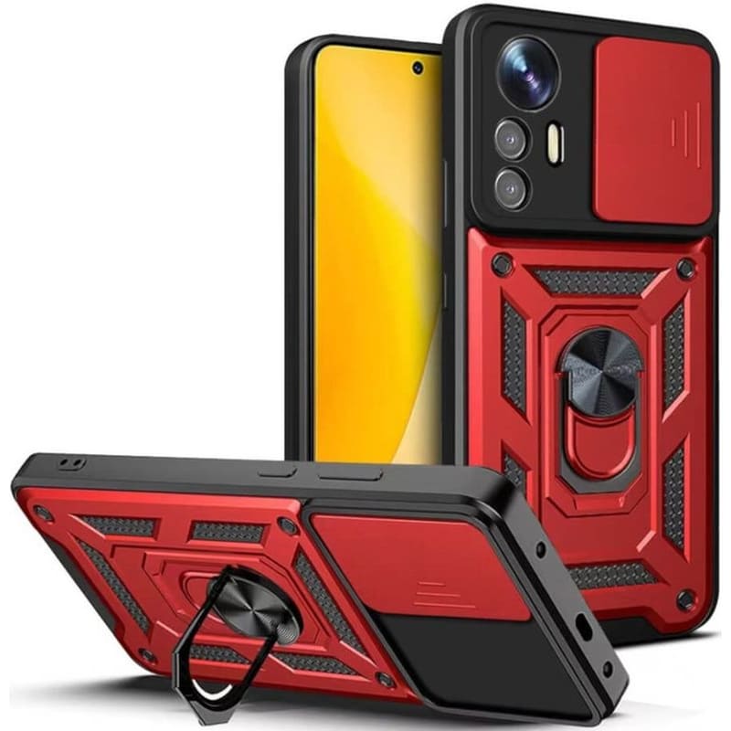 BODYCELL Θήκη Xiaomi 12 Lite - Bodycell Armor Slide Ring Holder - Red