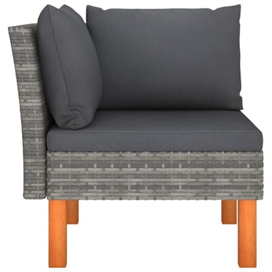 Σαλόνι Κήπου VidaXL 3 τμχ από Συνθετικό Ρατάν και Μασίφ Ξύλο Ευκαλύπτου 64,5x64,5x67 cm - Γκρι image 4