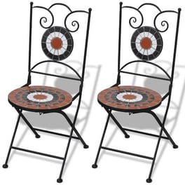 Καρέκλες Bistro Vidaxl Πτυσσόμενες Κεραμικές 2 Τεμ. 37x44x 89cm - Τερακότα/Λευκό