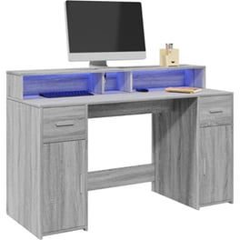 Γραφείο VidaXL με LED από Επεξεργασμένο Ξύλο 140x55x91 cm - Γκρι Sonoma