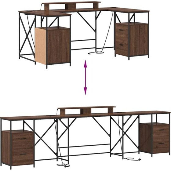 Γραφείο VidaXL από Επεξεργασμένο Ξύλο 182x101x87,5 cm - Καφέ Δρυς image 11
