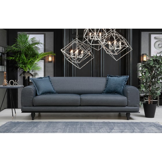 Τριθέσιος Καναπές 24Mall Carrara 220x95 cm - Μπλε image 1