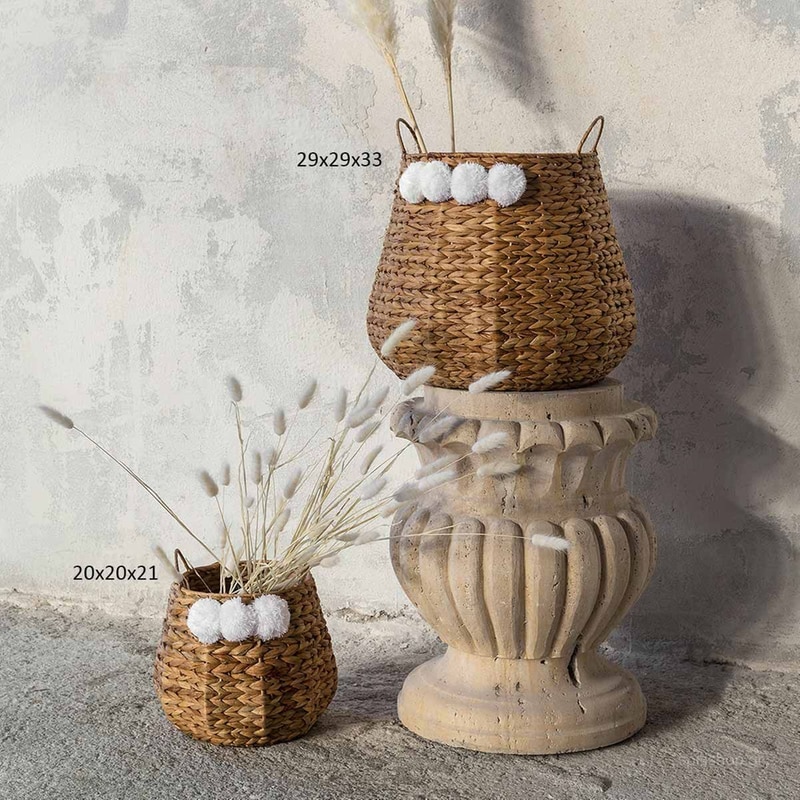 NIMA Καλάθι Αποθήκευσης Nima Ψάθινο 20x21cm - Μπεζ