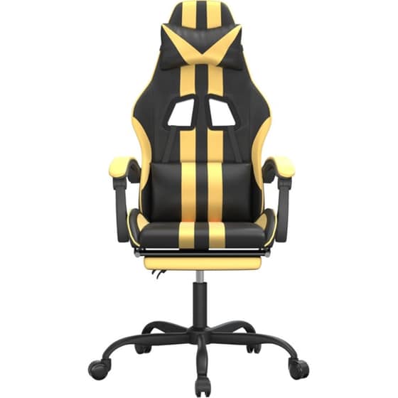 Καρέκλα Gaming VIDAXL 349533 με Υποπόδιο από Τεχνητό Δέρμα - Μαύρο image 1