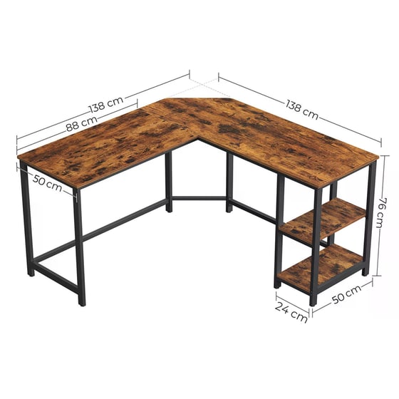 Γραφείο Γωνιακό Vasagle από Μοριοσανίδα 138x138x75 cm - Καφέ image 6