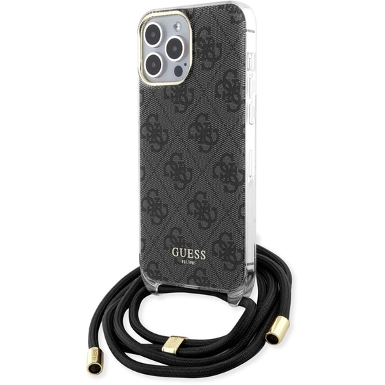 Θήκη Apple iPhone 15 Pro - Guess 4g Logo Collection Crossbody Hard Case με Script Metal Logo - Μαύρο image 1
