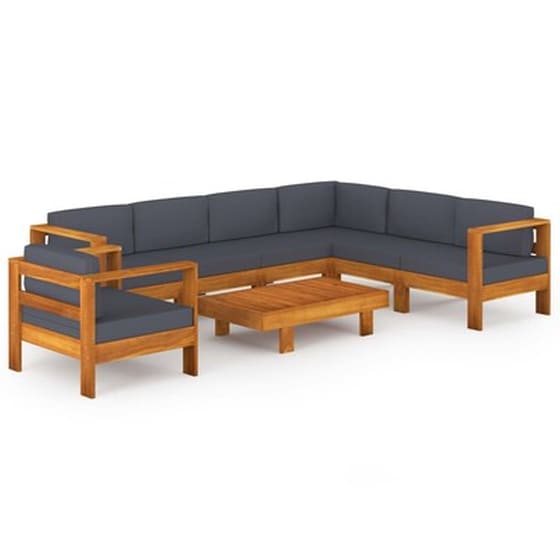 Vidaxl Σαλόνι Κήπου 8 Τεμαχίων Μασίφ Ξύλο Ακακίας Σκ. Γκρι Μαξιλάρια image 1