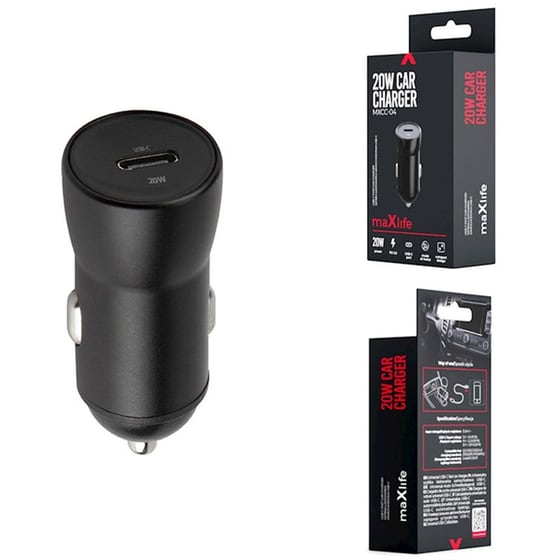 Φορτιστής Αυτοκινήτου Maxlife MXCC-04 1x USB-C 20W - Black image 3