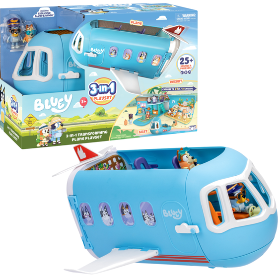 Bluey Σετ Παιχνιδιού 3 σε 1 Αεροπλάνο-Ξενοδοχείο-Πλοίο image 0