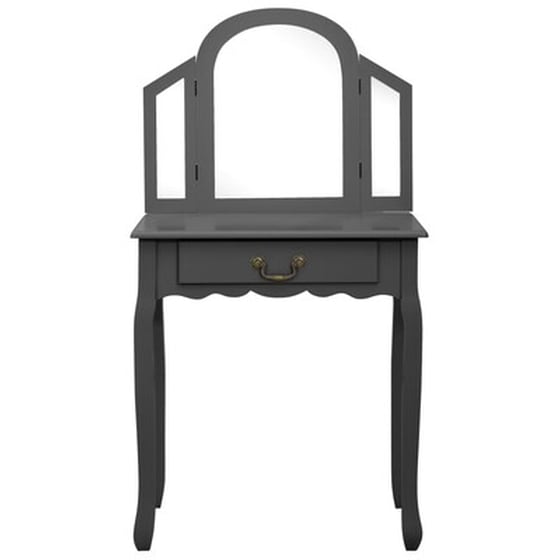 Vidaxl Μπουντουάρ Με Σκαμπό Γκρι 65x36x128 Εκ. Ξύλο Παυλώνιας / Mdf image 3