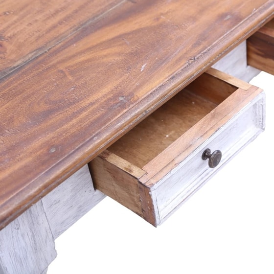 Γραφείο VidaXL με Συρτάρια από Μασίφ Μαόνι 117x57x75 cm - Λευκό image 4