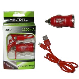 Φορτιστής Αυτοκινήτου Volte-Tel Lightning - Κόκκινο