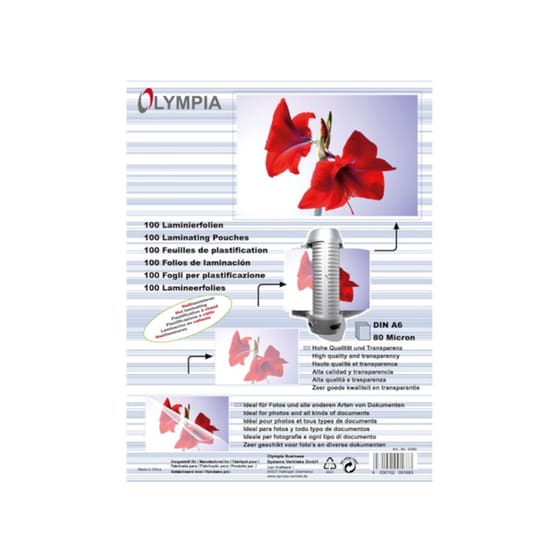 Φύλλα πλαστικοποίησης Olympia A6 100 Φύλλα image 0