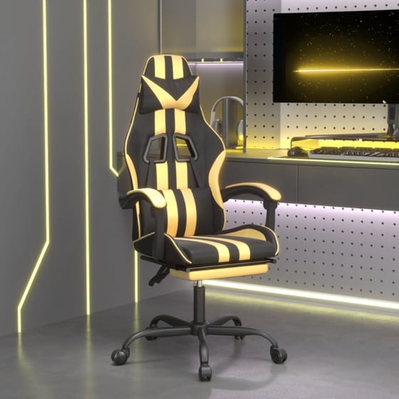 Καρέκλα Gaming VIDAXL 349533 με Υποπόδιο από Τεχνητό Δέρμα - Μαύρο image 9