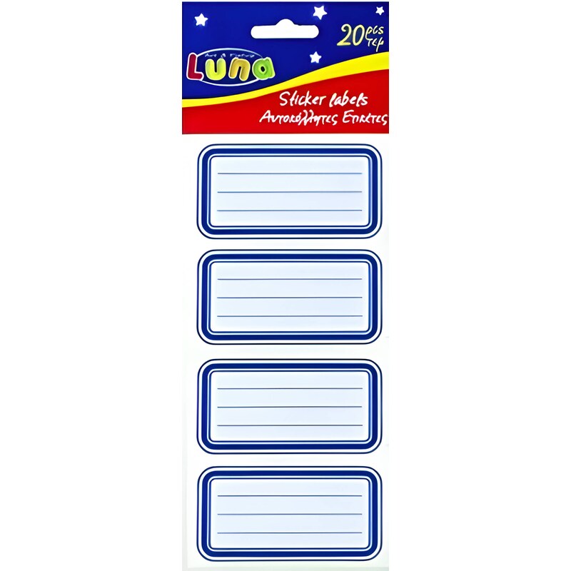 Αυτοκόλλητες Ετικέτες Luna Μπλε (5 Φύλλα - 20 Τεμάχια) OEM