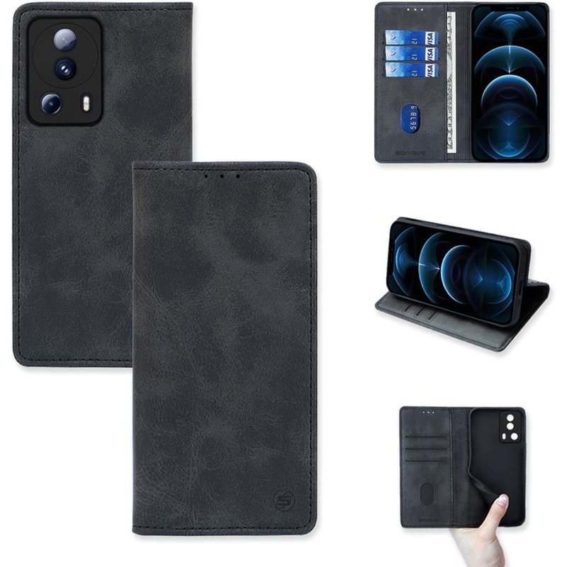 SONIQUE Θήκη Xiaomi 13 Lite - Vintage Magnet Book Sonique - Μαύρο