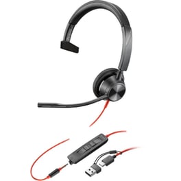 Ενσύρματα Ακουστικά με Μικρόφωνο Poly Blackwire 3315 - Μαύρο